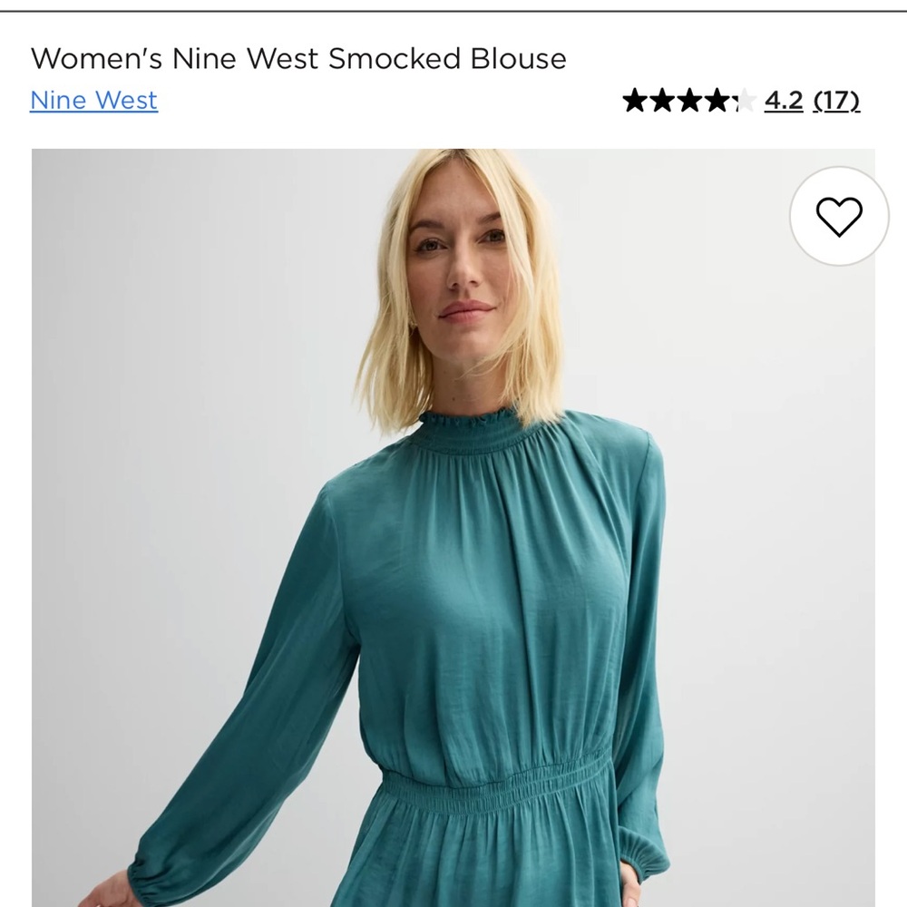 Nine West Teal Blouse - L